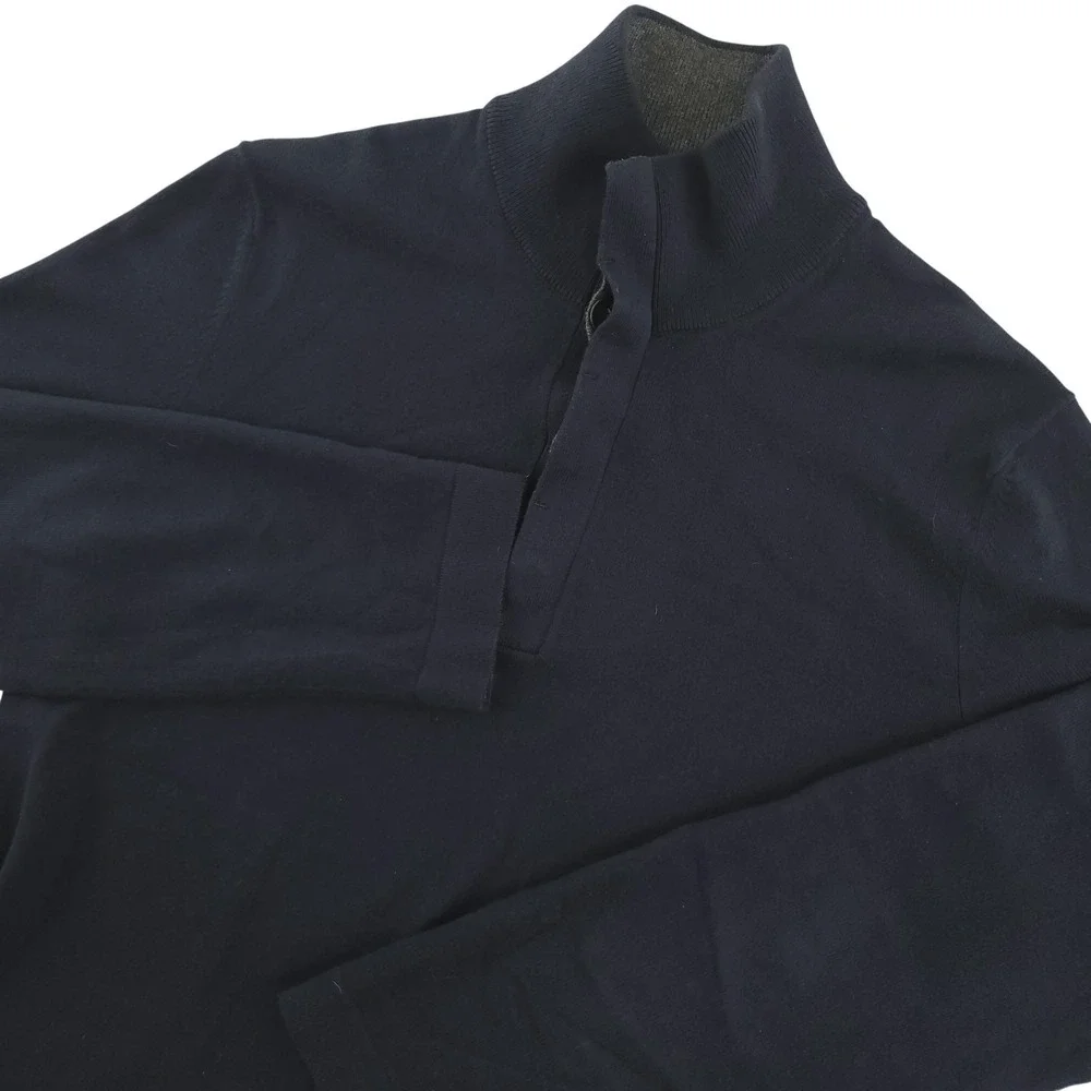 Banana Republic Sweater Mens M‎ Blue Cotton Cashmere Mock Neck Knit Pullover